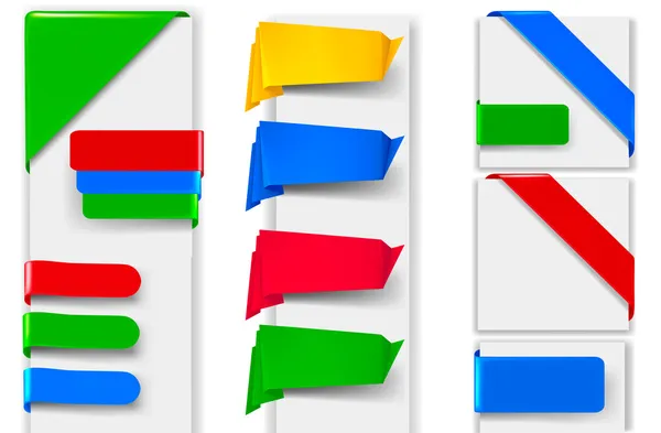 Grande coleção de banners de papel origami coloridos e adesivos. Vetor illus —  Vetores de Stock