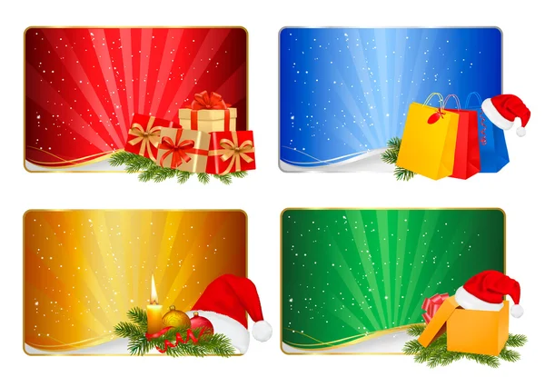 Set of winter christmas backgrounds. Vector illustration — Stock Vector