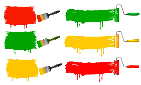 Pensel och måla rullen och måla banners. vektor illustration. — Stock vektor