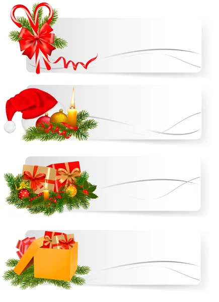 Set di striscioni natalizi invernali. Illustrazione vettoriale — Vettoriale Stock
