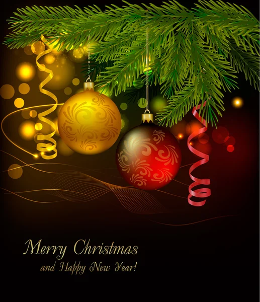 Arrière-plan de Noël avec arbre et balles . — Image vectorielle
