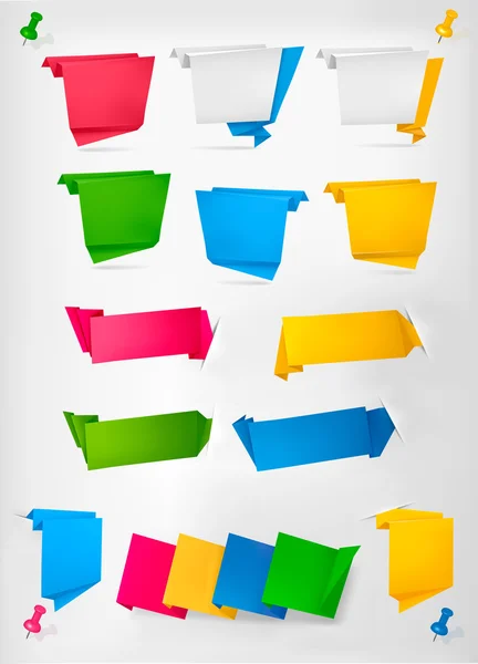 Ogromny zestaw kolorowe origami papieru banery. Ilustracja wektorowa. — Wektor stockowy