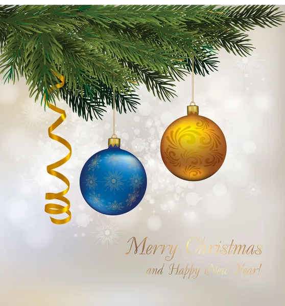 Vánoční pozadí s strom a koule. — Stockový vektor