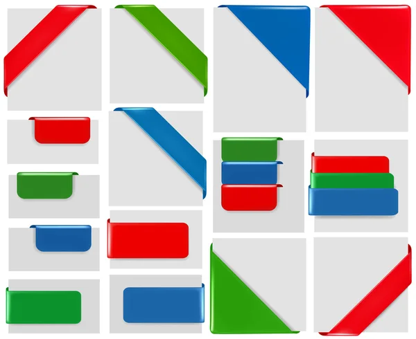 Stor samling av färgstarka origami papper banderoller och dekaler. vektor illustrationer — Stock vektor