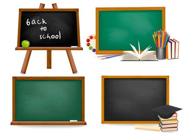 Set of school board blackboards. Back to school. — Stock Vector