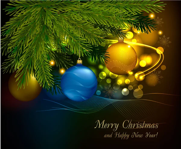 Arrière-plan de Noël avec arbre et balles . — Image vectorielle