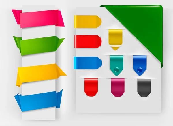 Grote verzameling van kleurrijke origami papier banners en stickers. vector illus — Stockvector