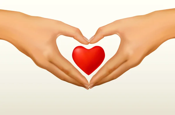 Due mani fatte a forma di cuore. Illustrazione vettoriale — Vettoriale Stock