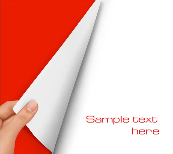 Feuille de papier vierge avec main . — Image vectorielle