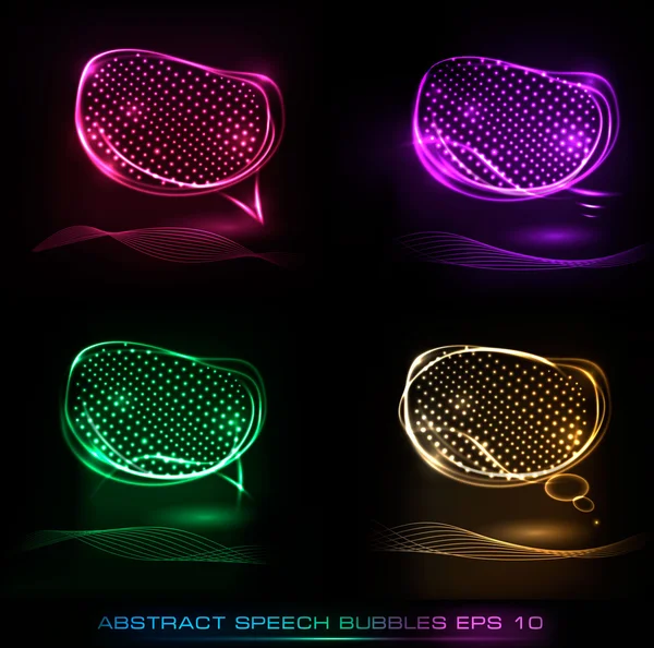 Ensemble de bannières abstraites de bulle de parole au néon. Vecteur . — Image vectorielle