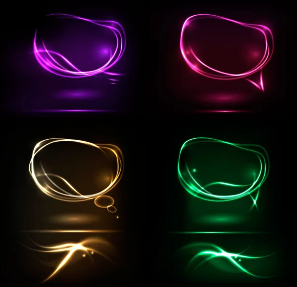 Set of abstract neon speech bubble banners. Vector. — Stock Vector
