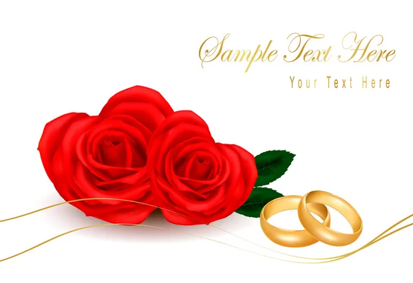 Anéis de casamento e rosas bouquet. Ilustração vetorial . — Vetor de Stock