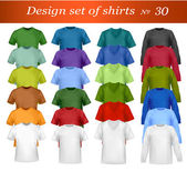 Color and white men polo shirts and t-shirts. Photo-realistic vector illust
