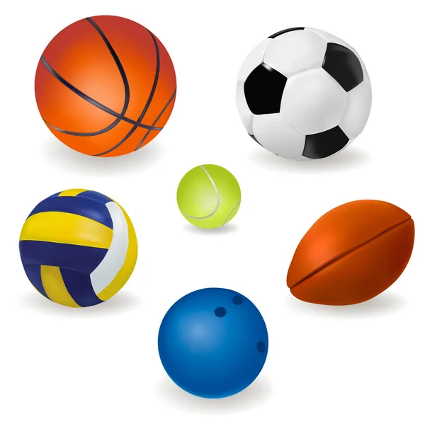 Conjunto de pelotas deportivas. Vector — Vector de stock