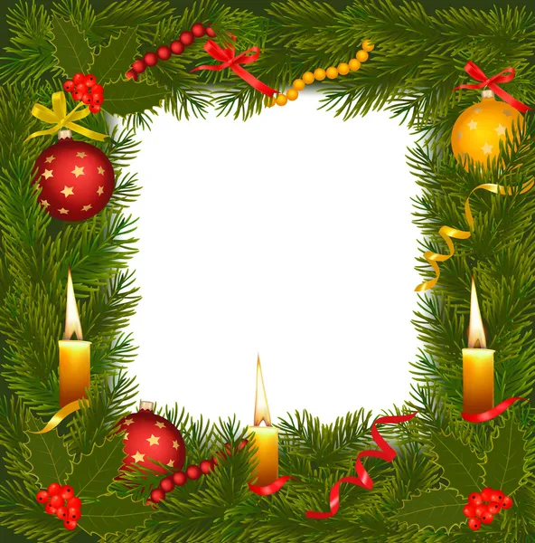 Vánoční věnec s vánoční strom a svíčku. vektorové ilustrace. — Stockový vektor