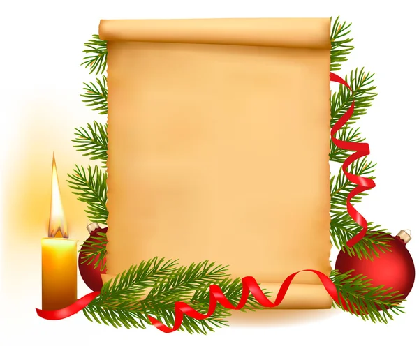 Boże Narodzenie dekoracje na stary papier. wektor. — Wektor stockowy