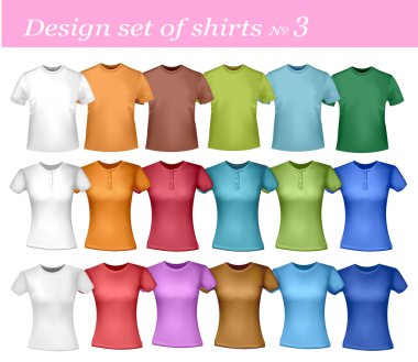 Color and white t-shirt design template. Photo-realistic vector illustratio clipart