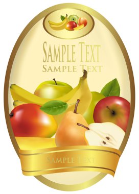 Label with different sorts of fruit. Vector. clipart