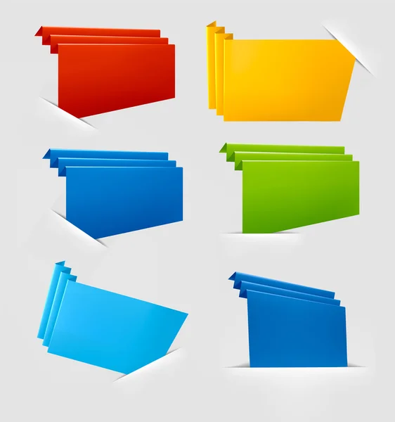 Enorme set di colorati striscioni di carta origami. Illustrazione vettoriale — Vettoriale Stock