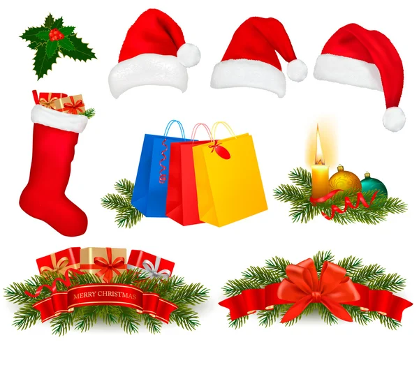 Set di oggetti natalizi. Vettore — Vettoriale Stock