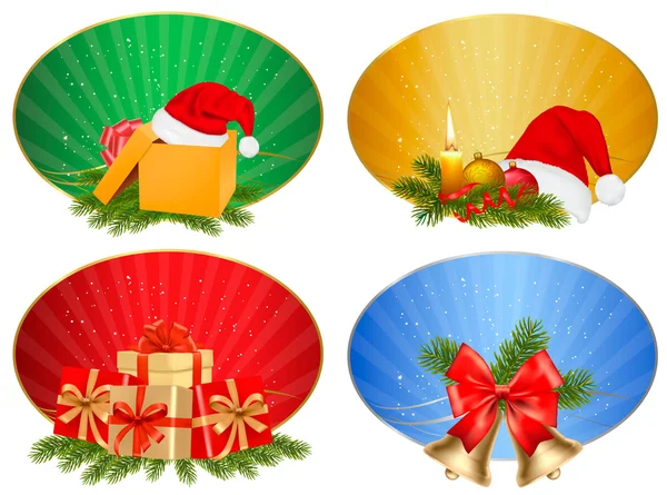 Set of winter christmas backgrounds. Vector illustration — Stock Vector