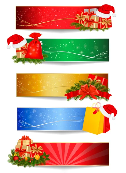 Set di sfondi natalizi invernali. Illustrazione vettoriale — Vettoriale Stock