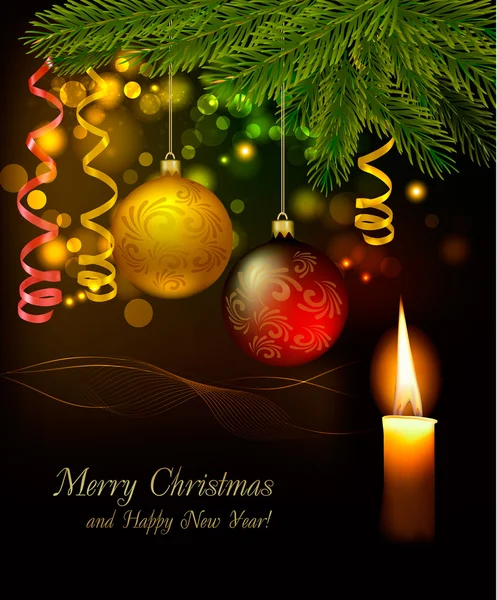 Χριστούγεννα φόντο με το δέντρο και στολίδια. εικονογράφηση φορέας — Διανυσματικό Αρχείο