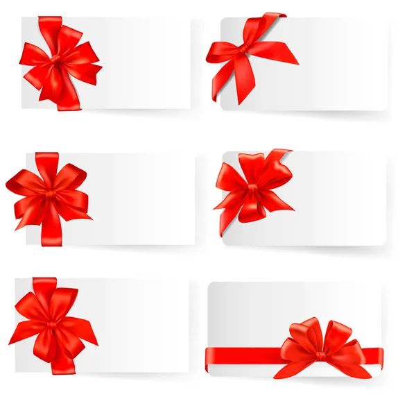 Grand ensemble de noeuds cadeaux rouges avec des rubans. Vecteur . — Image vectorielle