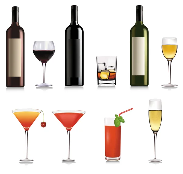 Big set of different drinks. Vector illustration. — Stock Vector