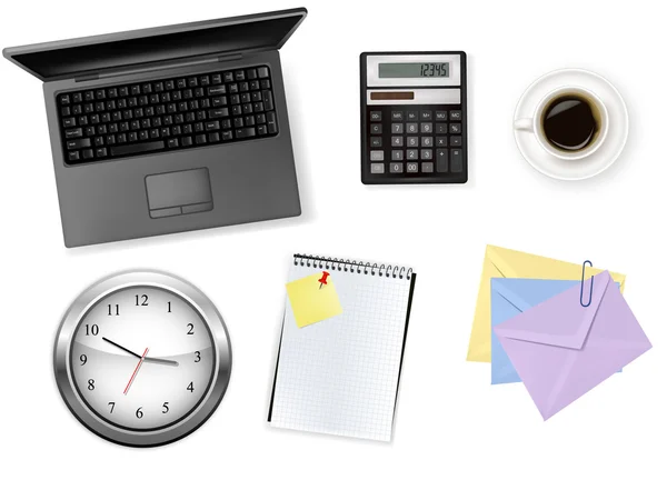 Notebook, calculator and office supplies. Vector. — Stock Vector