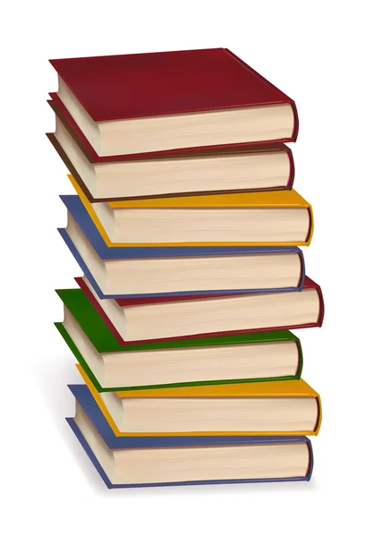 Stapel bunter Bücher auf weißem Hintergrund. Vektor. — Stockvektor