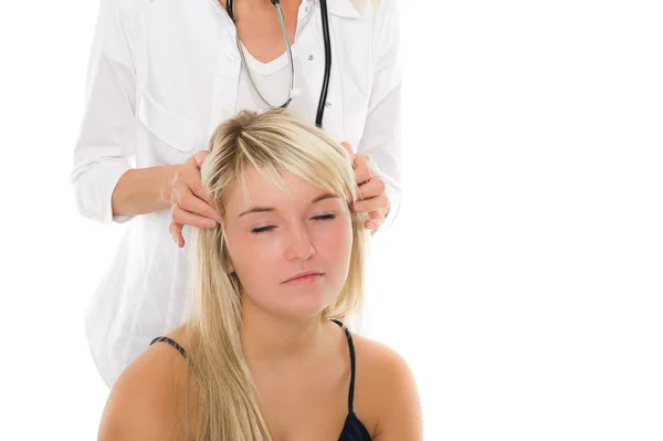 stock image Young girl examined by doctor