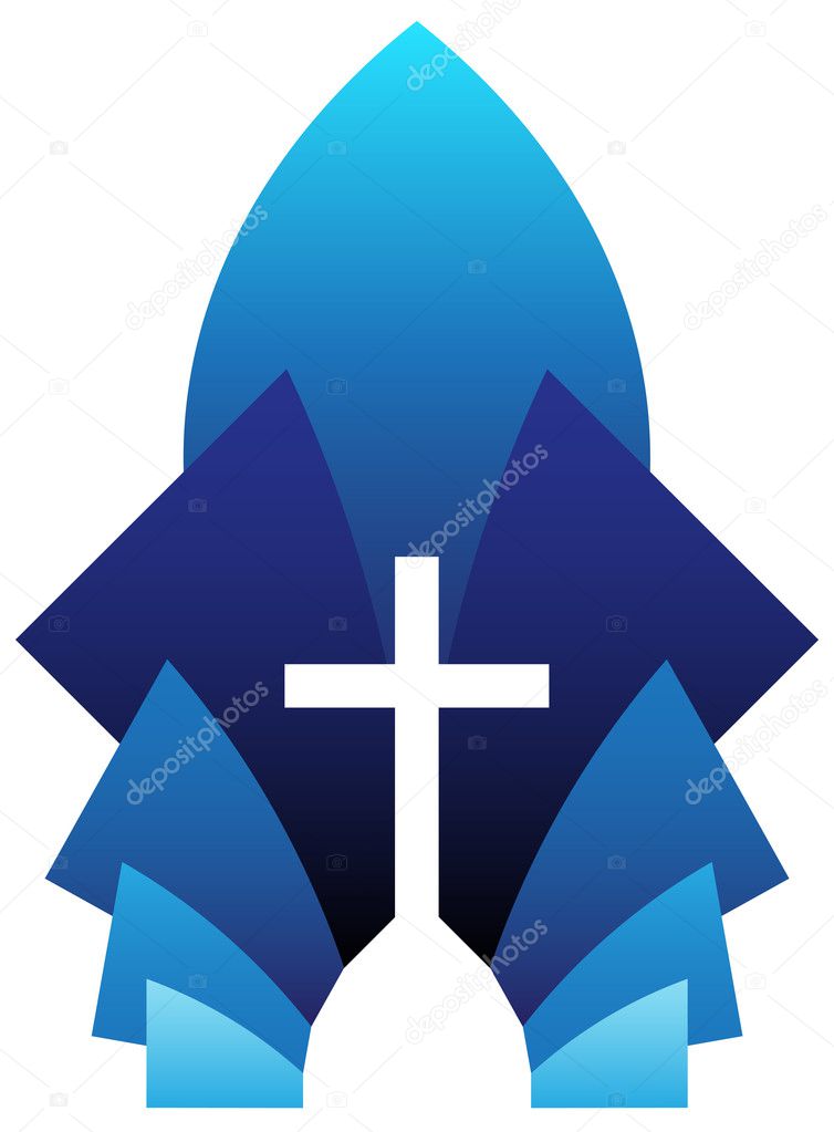Vector illustration of blue cross symbol, emblem of Christianity