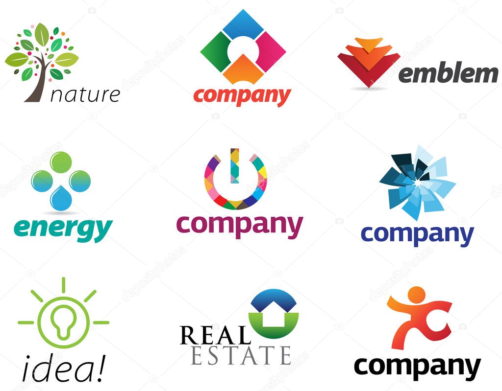 Nine pieces of colorful and modern emblems for your business