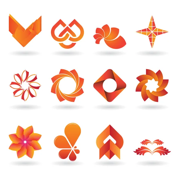 当代的橙色徽标和图标集合 — 图库矢量图片