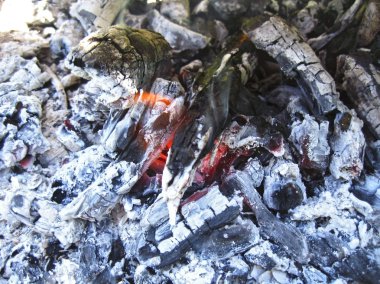 şenlik ateşi ve coals yanan ateşi sonra