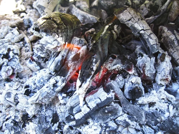 Le feu de joie et les charbons après avoir brûlé le feu — Photo