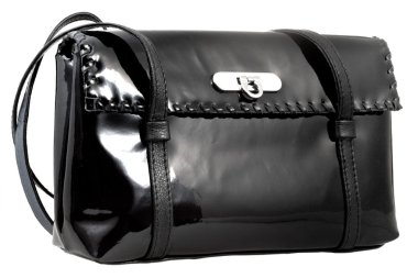 Black patent leather woman's bag clipart