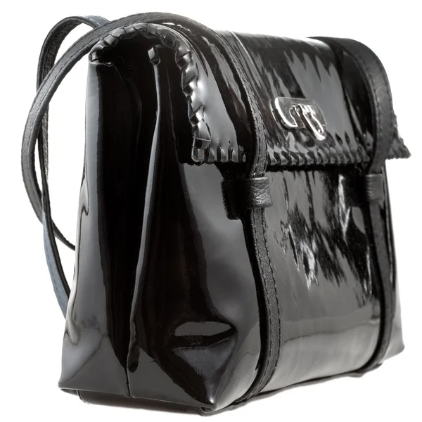 Fekete lakkbőr női táska — Stock Fotó