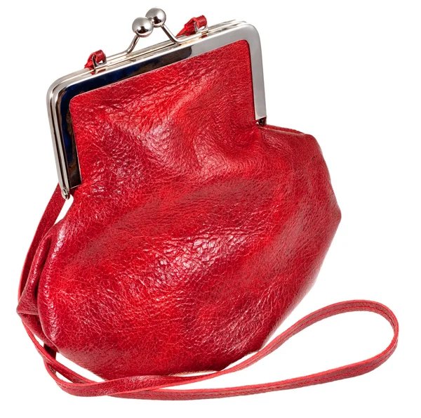 Small old-fashioned red leather lady's bag — Stock Photo, Image