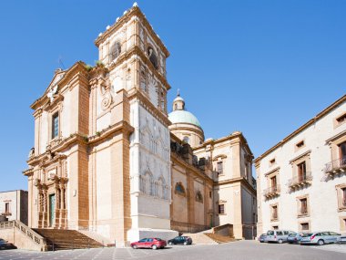Baroque style Cathedral in sicilian town Piazza Armerina clipart
