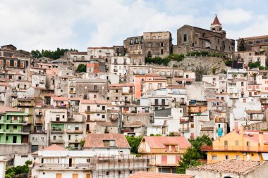 Dense houses in ancient sicilian mountain town Castiglione di Sicilia clipart