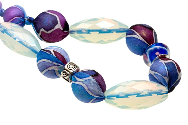 Perlina di seta blu con cristalli di vetro — Foto Stock
