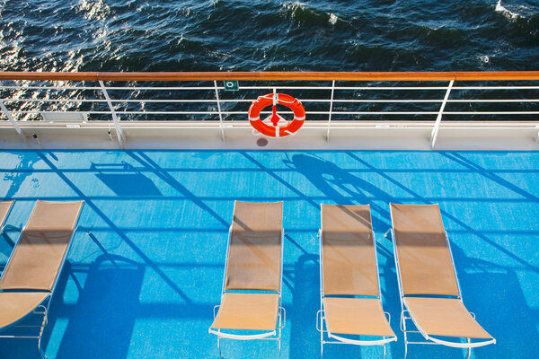 Sunbath chairs on cruise liner