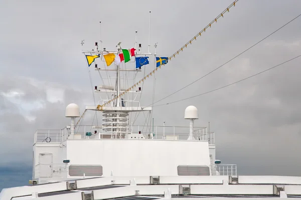 Flags of european countries on cruise liner — Stock Photo, Image