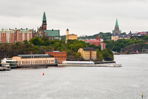 Vista de la ciudad, Danvikshem, Iglesia de Sofía en Estocolmo — Foto de Stock