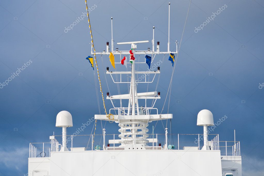 Flags of european countries on navigation antenna
