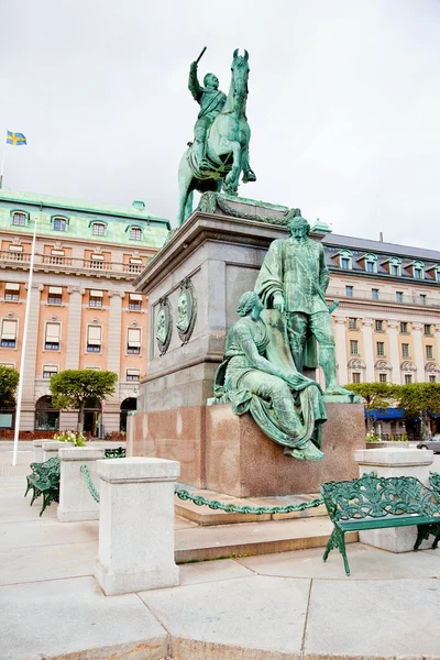 Standbeeld van Gustaaf II Adolf op gustav adolfs torg, stockholm — Stockfoto