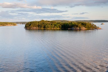 View on island of Baltic Sea at sunset