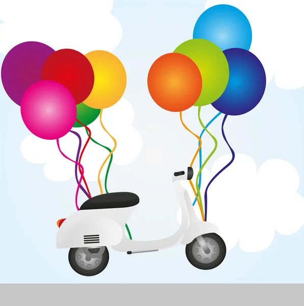 Motorrad und Luftballons — Stockvektor